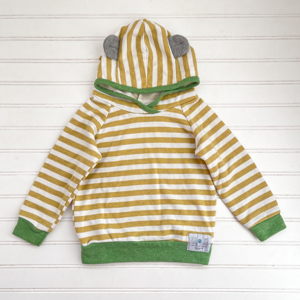PURL LAMB VGUC Colorblock Striped Comfy Terrycloth Teddybear Pullover Hoodie